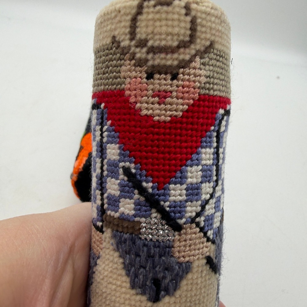 Needlepoint handmade Halloween hanging ornaments cylinder decor Frankenstein - Picture 7 of 13